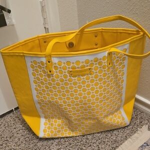Vera Bradley Yellow and White Tote with Rigid Structure